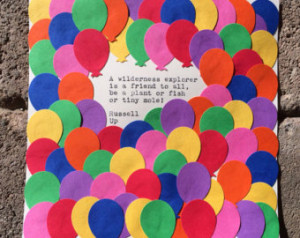 ... Up Quote Typed on Typew riter - 6x6 White Cardstock with Balloons