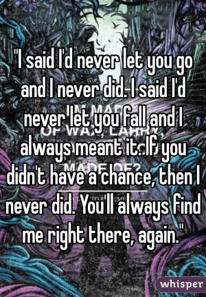 never did. I said I'd never let you fall and I always meant it. If you ...