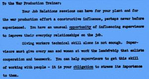 Art also quoted the following excerpt from a TWI Job Relations ...