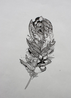 Original India Ink drawing or tattoo design, Whimsical Abstract ...