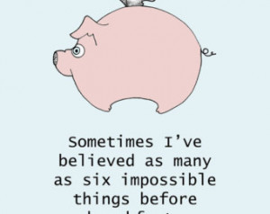 Flying Pig Print with Lewis Carroll Quote ...