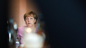 German chancellor Angela Merkel waits for the beginning of her first ...