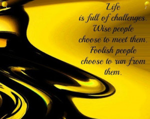 ... Wise people choose to meet them. foolish people choose to run from