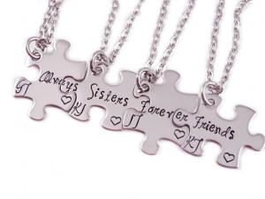 ... Set - Hand Stamped Stainless steel - Sister set 4 - Sister Necklaces
