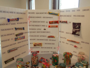 Cute baby shower candy card using names of candy bars.....everyone ...
