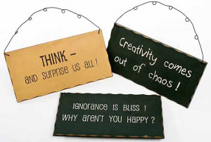Set of 6 Painted Wooden Sayings Signs with Wire Hanger