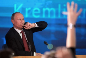 Russian President Vladimir Putin at a press conference in Moscow. (EPA ...