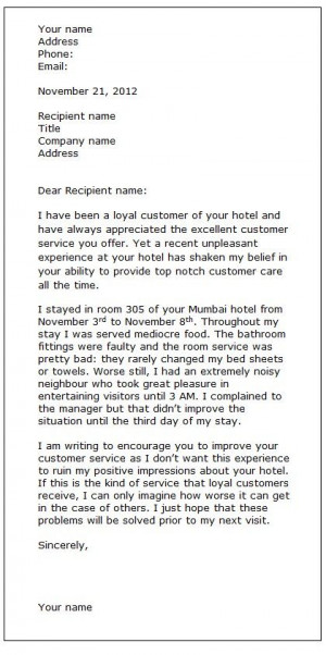 Customer complaint