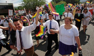 Hundreds of Mormons march in gay pride parade in Salt Lake