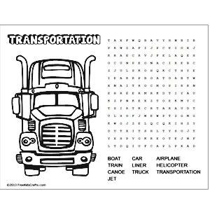 Transportation Word Search Craft