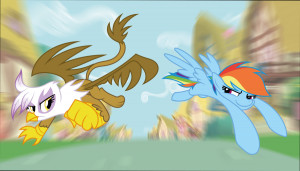 Gilda Mlp Wallpaper Race (gilda/rainbow dash) by