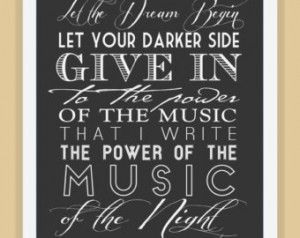 MUSIC of the NIGHT Phantom of the Opera typography quote modern print ...