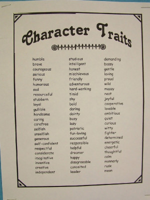 Character Traits In Simple White Paper Just For You