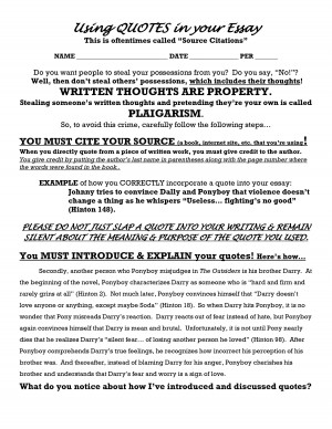Using Quotes in Your Essay Final Analytical Essay of The Outsiders by ...