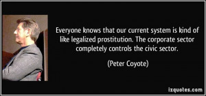 ... corporate sector completely controls the civic sector. - Peter Coyote