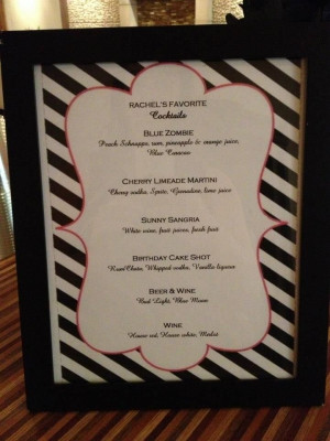 for the quotes and menus came from free printables at Sweet Rose ...
