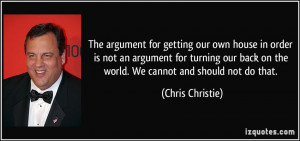 The argument for getting our own house in order is not an argument for ...