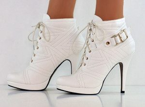 White Ankle Strap Stiletto Heels