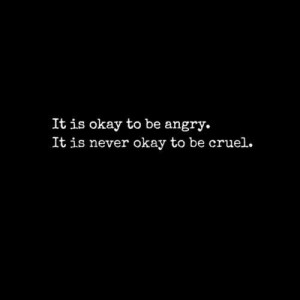 Its ok to be angry. Its never ok to be cruel.