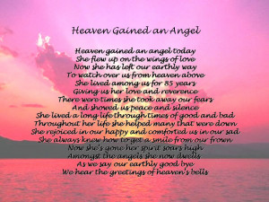 Heaven Gained Another Angel Poem