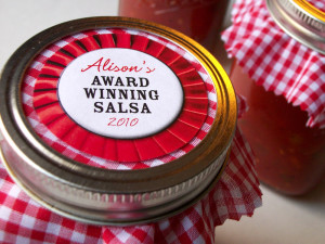 Award Winning Canning Jar Labels are available in red or blue