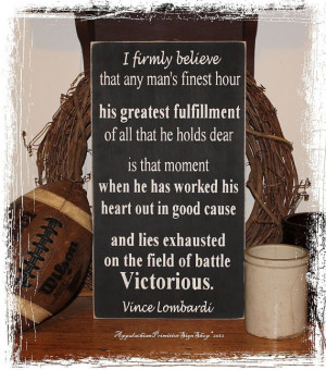 Vince Lombardi Victorious Quote -Wood Sign- Home Office Decor Football ...