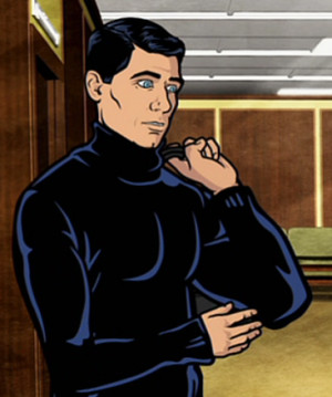 Archer 's black turtleneck.