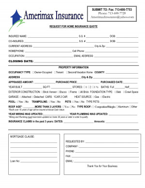 HOME INSURANCE QUOTE REQUEST