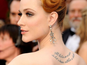 42. Evan Rachel Wood’s Neck Quote Tattoo