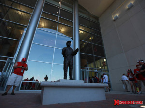 Life-sized Bob Devaney statue welcomes everyone into Memorial Stadium ...