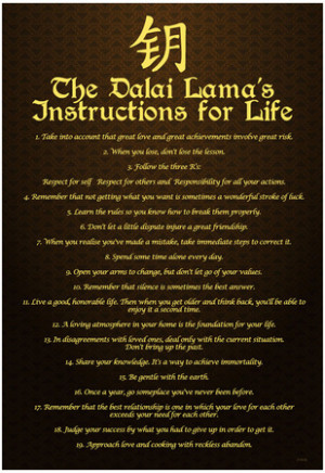 Dalai Lama (Instructions For Life) Art Poster Print