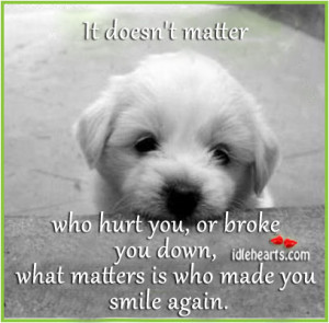 ... hurt you, or broke you down, what matters is who made you smile again
