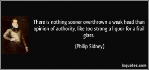 There is nothing sooner overthrown a weak head than opinion of ...