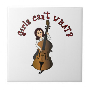 Upright String Double Bass Player Girl Ceramic Tile