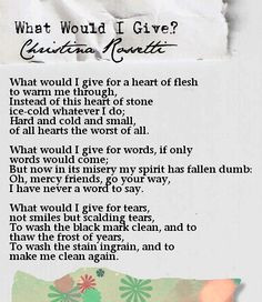 Christina Rossetti Poems | What Would I Give? Christina Rossetti Poem ...