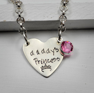 ... heart pendant hand stamped on rolo chain daughter gift little girl