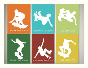 Skateboard art, boys room sports art, teen boy wall decor, dorm room ...