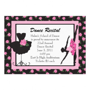 KRW Elegant Roses Custom Dance Recital Invitations