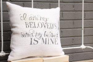 Burlap Pillow - Wedding Quote - 
