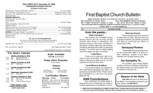 baptist church bulletin sample