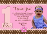 ... & Pink Polka Dot Thank You Card-Girl First Birthday, First, One, 1st