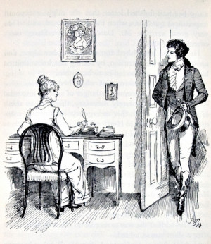 Elizabeth and Mr. Darcy at Charlotte's house. Illustration by Hugh ...