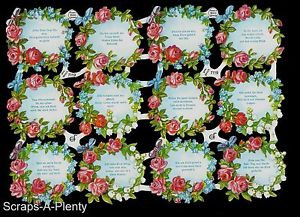 ... Victorian Style Scrap Die Cut -Flowers w/German Love Quotes ****CLOSE