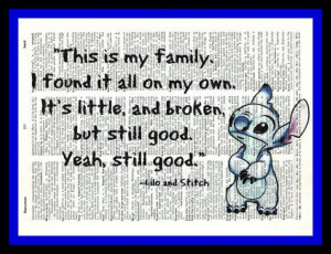 ... Free Family Lilo and Stitch Quote Hand Drawn Vintage Dictionary Art