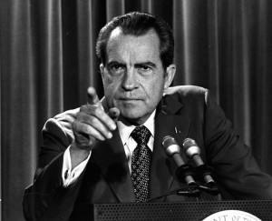 President Richard Nixon speaks about the Watergate scandal at a March ...