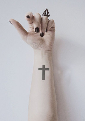 InknArt Temporary Tattoo - 1pcs Gothic Cross wrist quote tattoo body ...
