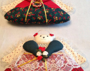 Mr. And Mrs. Santa Clause Bears. Made to hang on Wall. Could Prop them ...