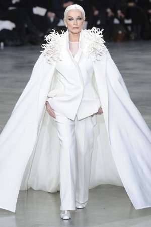 ... Carmen Dell’Orefice in a bridal tuxedo.. Designer quote: ”I