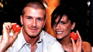 David Beckham and his wife Victoria in 2001. (AP Photo/BBC HO)
