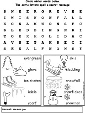 first grade winter word search